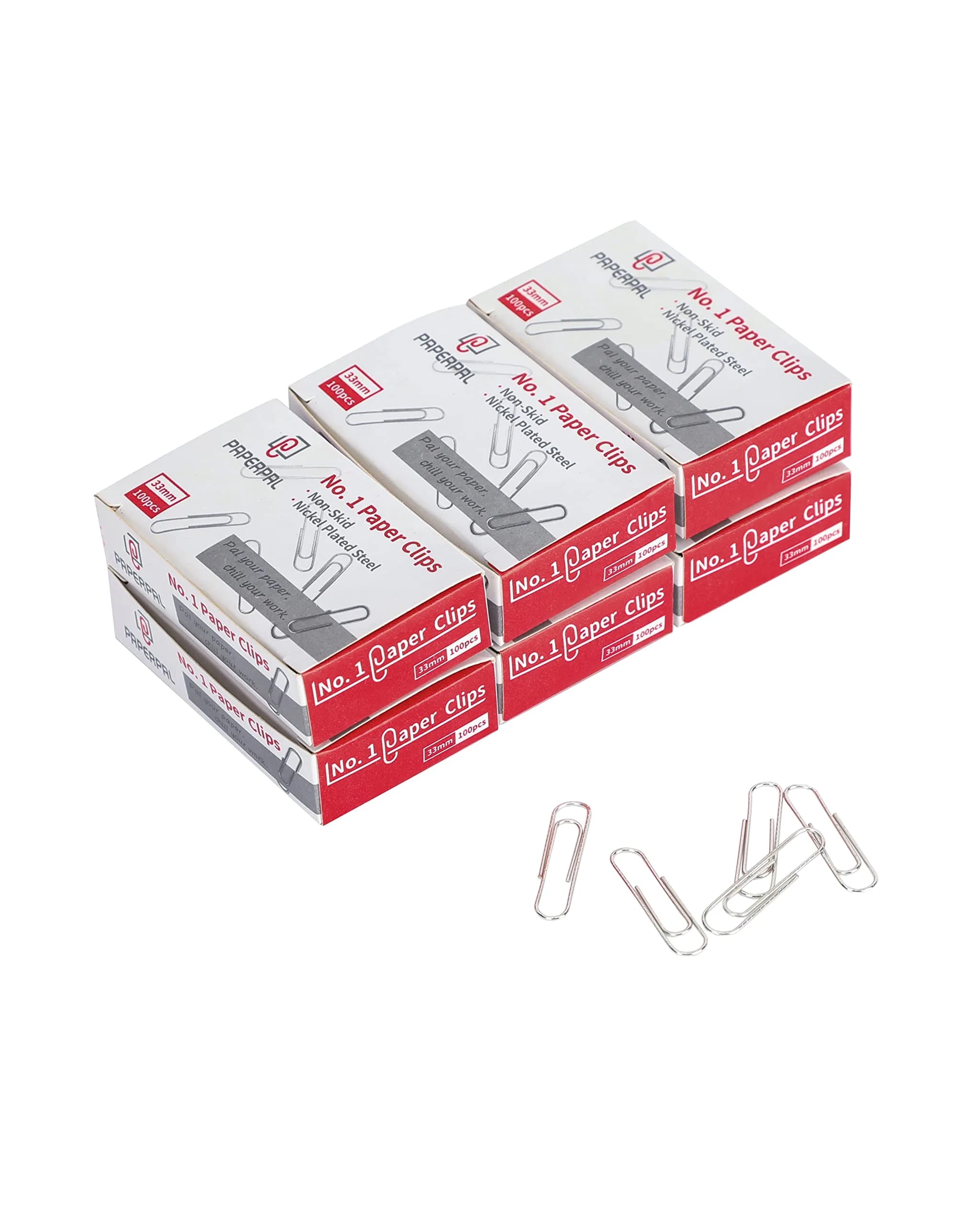 PAPERPAL Silver Paper Clips for Office, School & Personal Use, Medium Size (33mm) | 600 Clips Bulk Pack - main product image