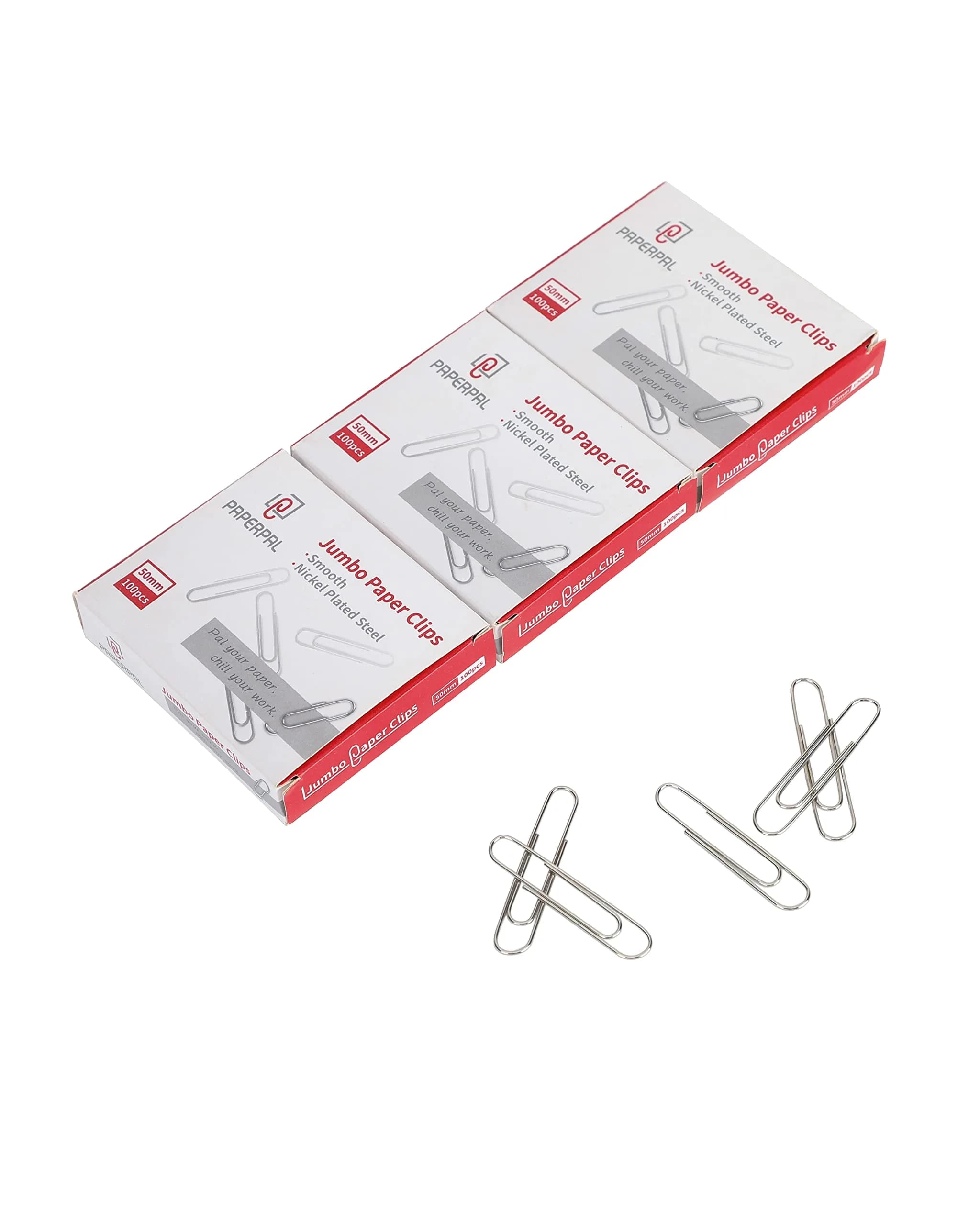 PAPERPAL Jumbo Smooth Paper Clips 50mm (2") 300 Count | Strong Grip, Anti-Rust Finish — Jumbo Paper Clips