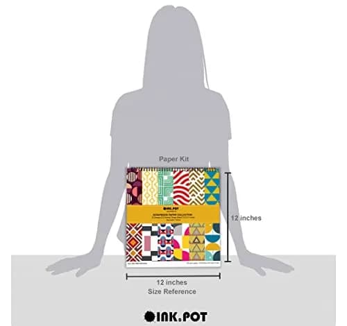 Inkdotpot Geometrical Scrapbook Paper Pad 30.48cm x 30.48cm (12"x12") | Acid-Free & Lignin-Free Craft Paper thumbnail 4
