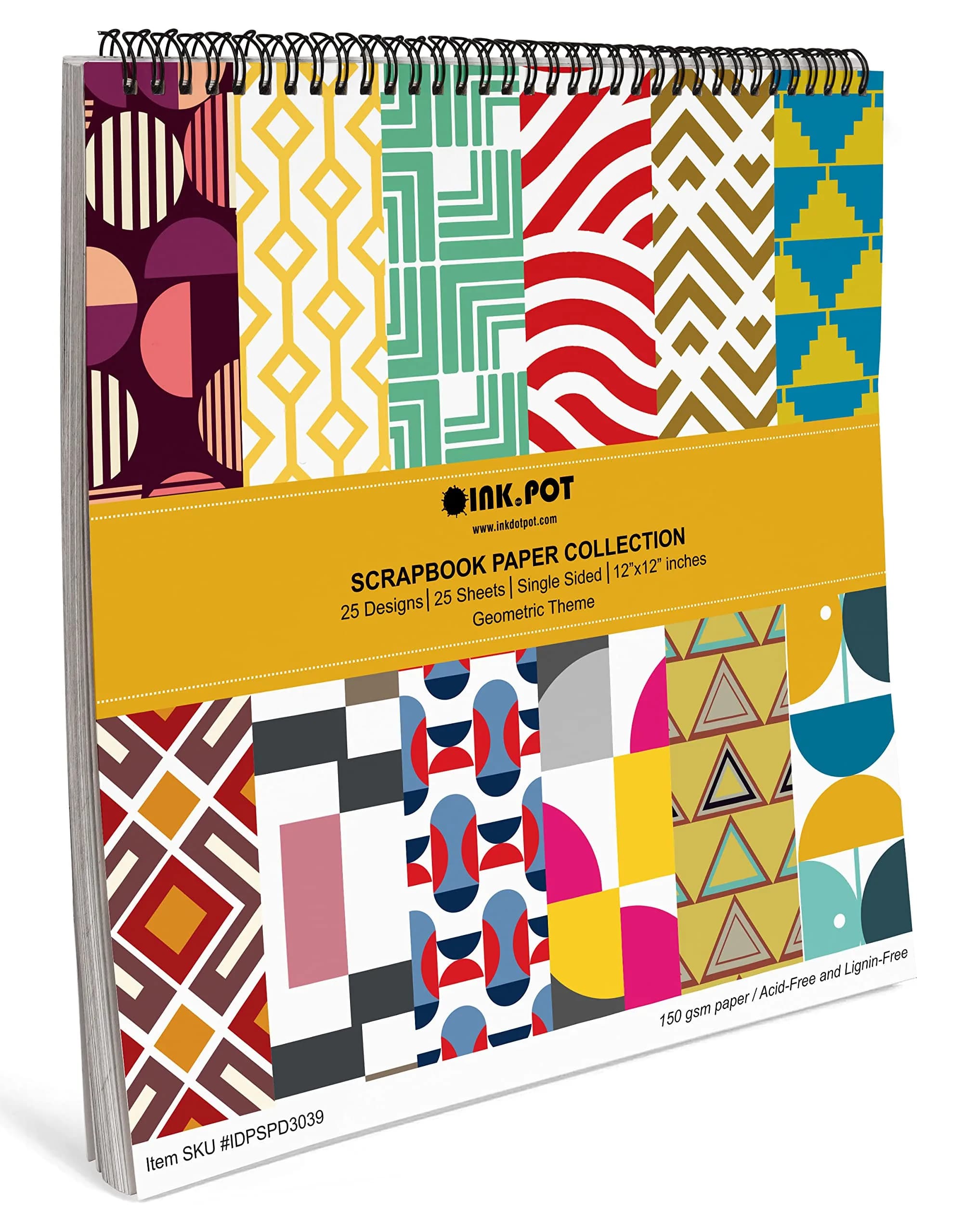 Inkdotpot Geometrical Scrapbook Paper Pad 30.48cm x 30.48cm (12"x12") | Acid-Free & Lignin-Free Craft Paper - view 6