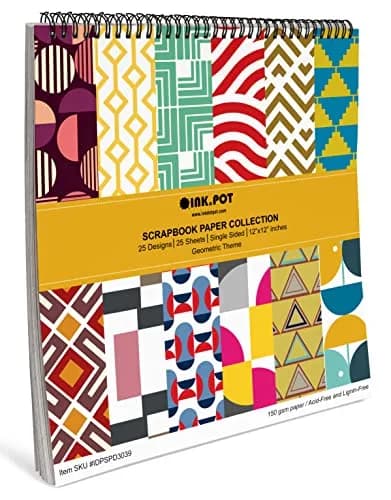 Inkdotpot Geometrical Scrapbook Paper Pad 30.48cm x 30.48cm (12"x12") | Acid-Free & Lignin-Free Craft Paper thumbnail 6
