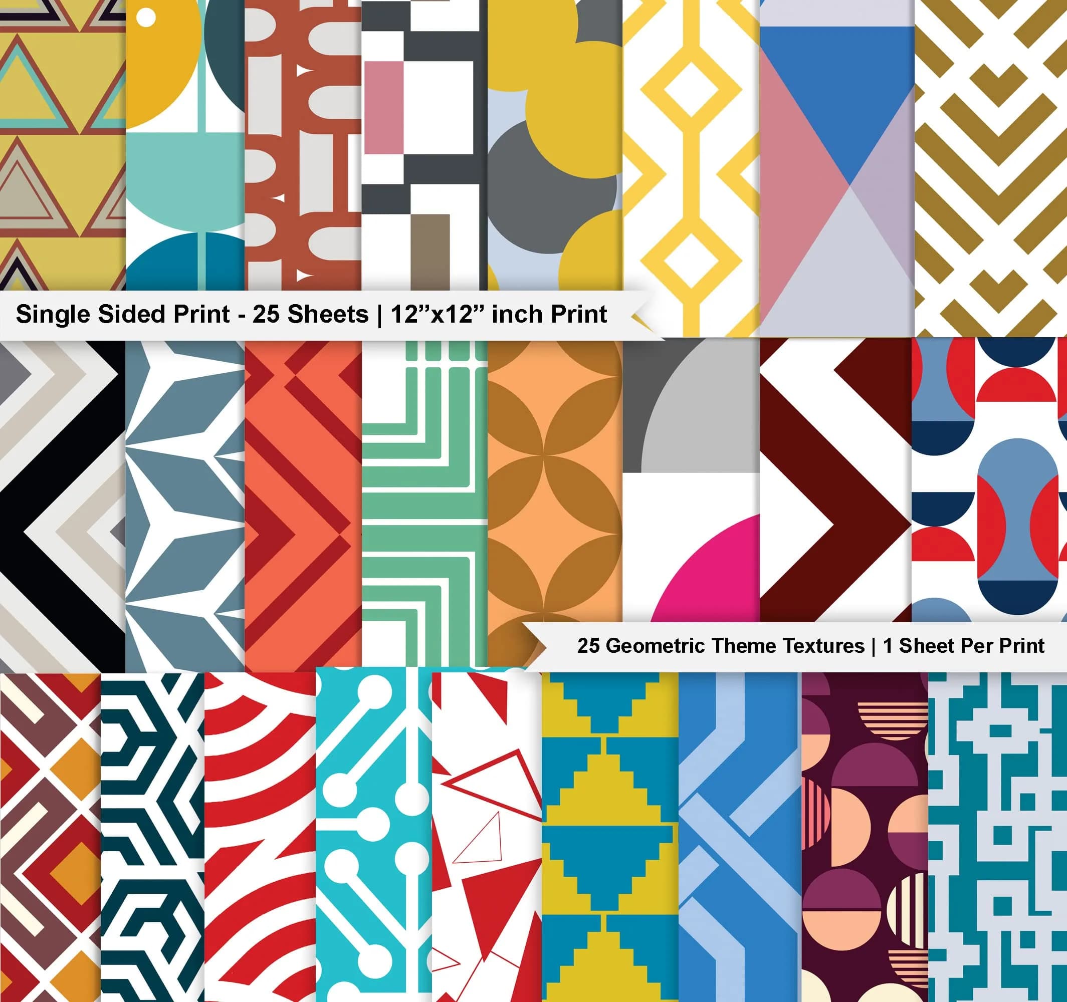 Inkdotpot Geometrical Scrapbook Paper Pad 30.48cm x 30.48cm (12"x12") | Acid-Free & Lignin-Free Craft Paper - view 2