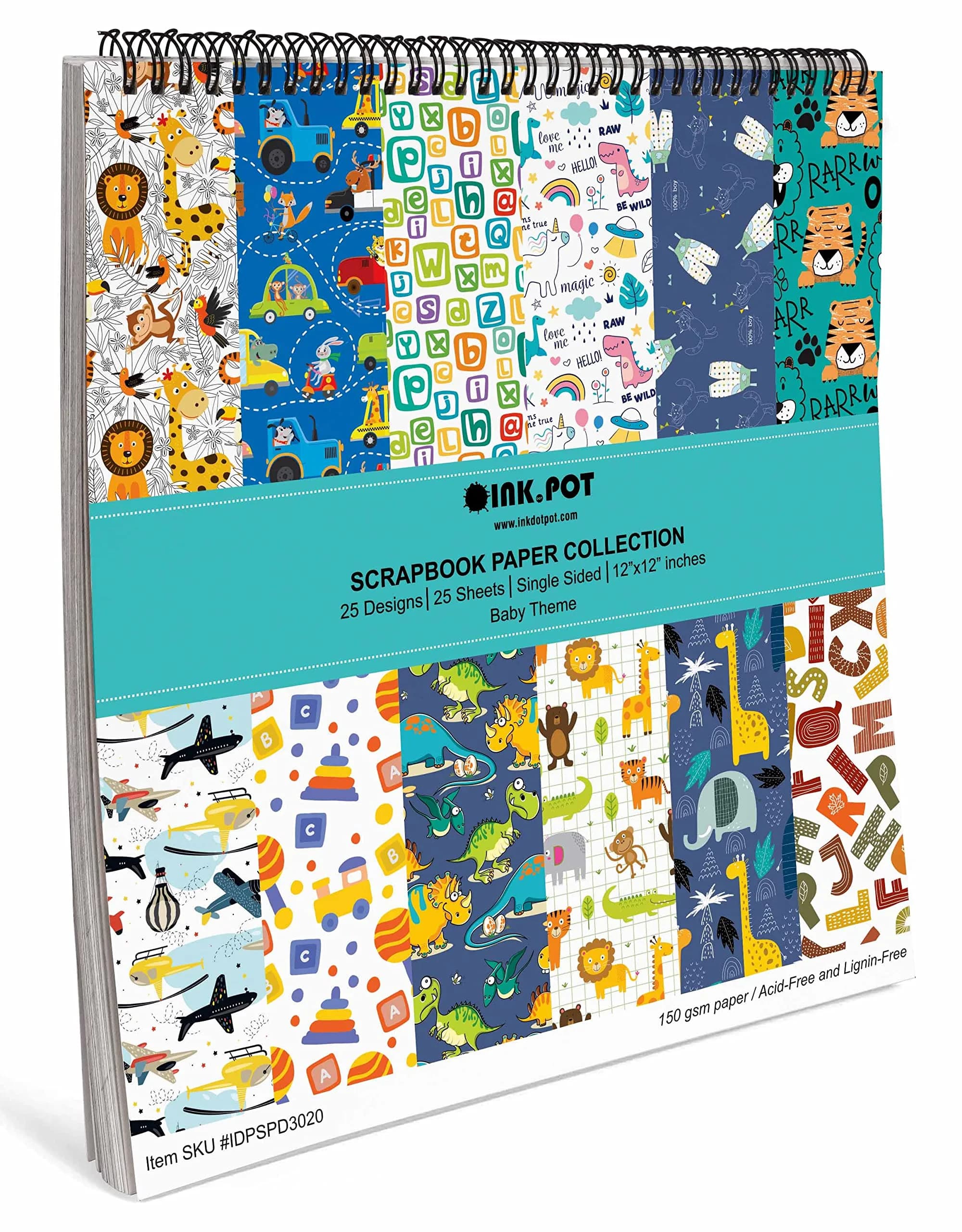 Inkdotpot Baby Theme Scrapbook Paper Pad 25 Sheets 12x12 in (30.48x30.48 cm) | Acid-Free Cardstock for DIY Crafts - view 6