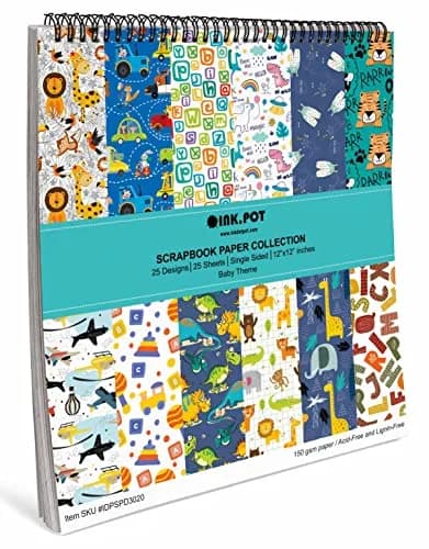 Inkdotpot Baby Theme Scrapbook Paper Pad 25 Sheets 12x12 in (30.48x30.48 cm) | Acid-Free Cardstock for DIY Crafts thumbnail 6