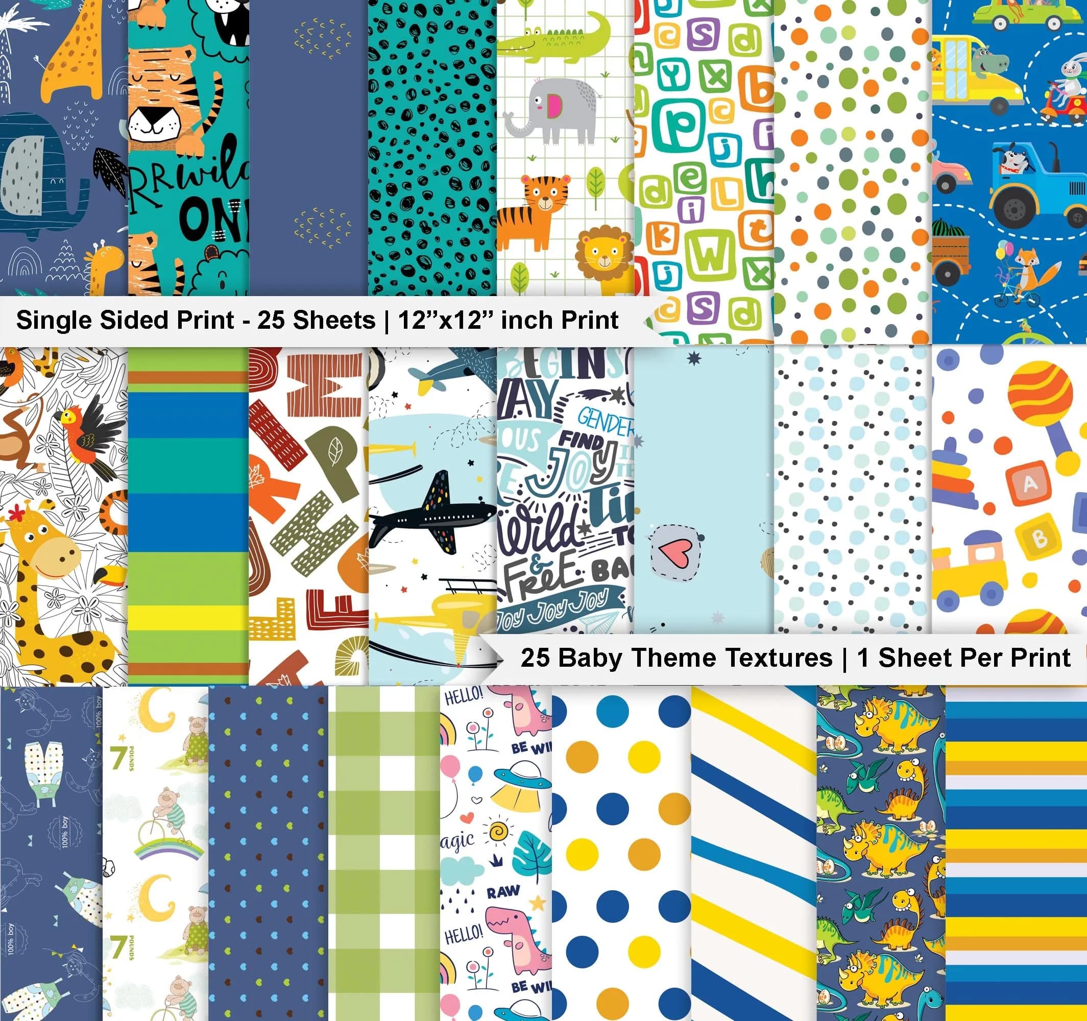 Inkdotpot Baby Theme Scrapbook Paper Pad 25 Sheets 12x12 in (30.48x30.48 cm) | Acid-Free Cardstock for DIY Crafts - view 2