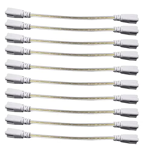 Faoyliye T5 T8 Tube Connector Cords 20cm (7.8in) 10-Pack | 3-Pin Female to Female LED Extension Cable thumbnail 1