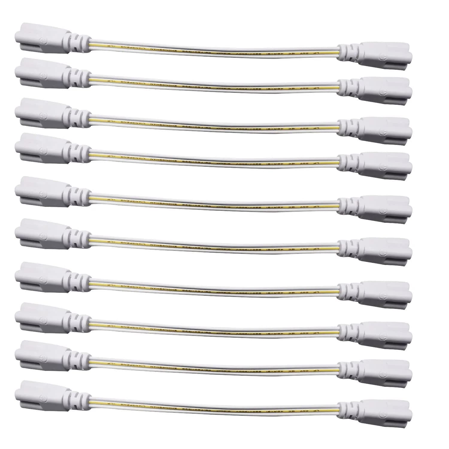 Faoyliye T5 T8 Tube Connector Cords 20cm (7.8in) 10-Pack | 3-Pin Female to Female LED Extension Cable - main product image