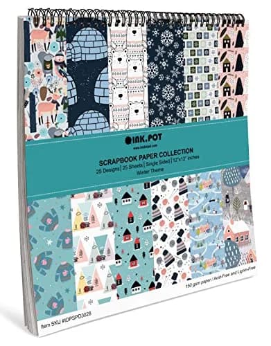 Inkdotpot Winter Theme Scrapbook Paper Pad 30.48cm x 30.48cm (12"x12") | Acid-Free, 150 GSM Cardstock for Crafts thumbnail 6