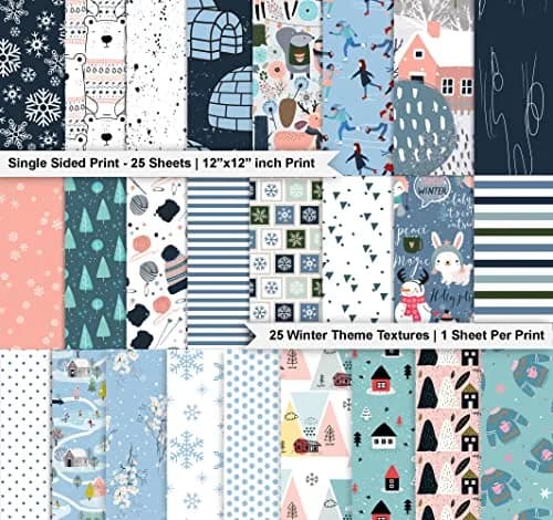 Inkdotpot Winter Theme Scrapbook Paper Pad 30.48cm x 30.48cm (12"x12") | Acid-Free, 150 GSM Cardstock for Crafts thumbnail 2