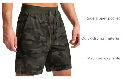 Soothfeel Men's Workout Athletic Shorts with 3 Pockets 7" Inseam | Lightweight, Quick-Drying, Multi-Sport Fit thumbnail 4