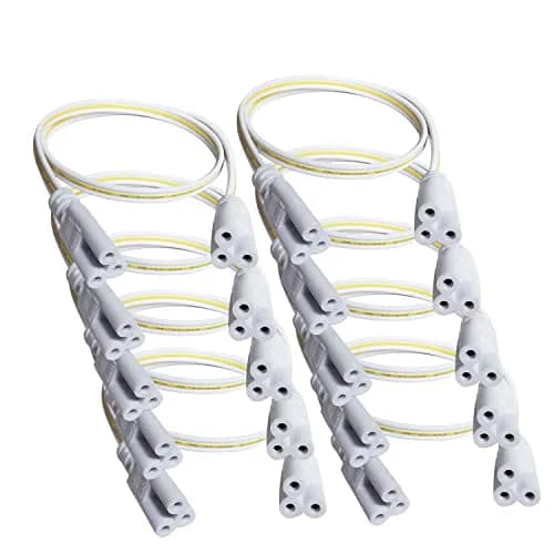 Faoyliye T5 T8 Tube Connector Cords 50cm (1.6ft) | 10-Pack Female to Female Extension Cable for Integrated LED Tubes — 50cm/1.6ft