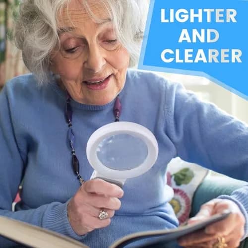 KIBTOY White Magnifying Glass with Light and Stand 3X Magnification | 8 cm (3.2 inch) Glass Lens thumbnail 7