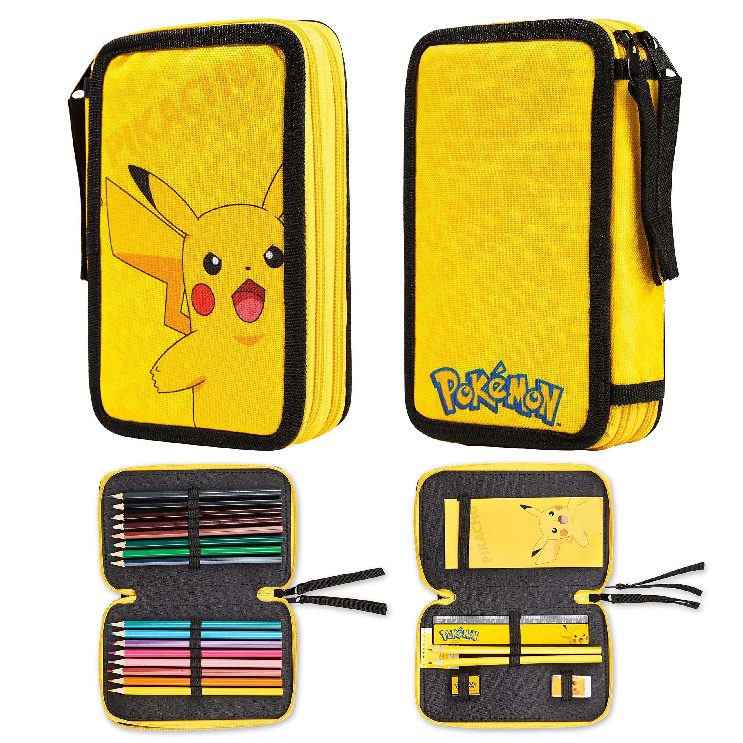 Pokémon Pikachu Pencil Case with Stationery Set | Yellow, 20cm (7.87in) — Yellow
