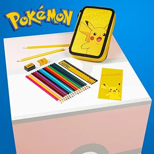 Pokémon Pikachu Pencil Case with Stationery Set | Yellow, 20cm (7.87in) thumbnail 3