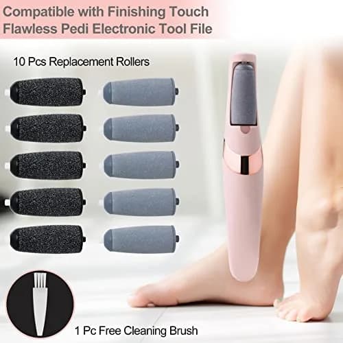 Piwerod Roller Refills for Finishing Touch Flawless Pedi 96g (3.4 oz) | 10 Pack Replacement Heads with Brush thumbnail 3