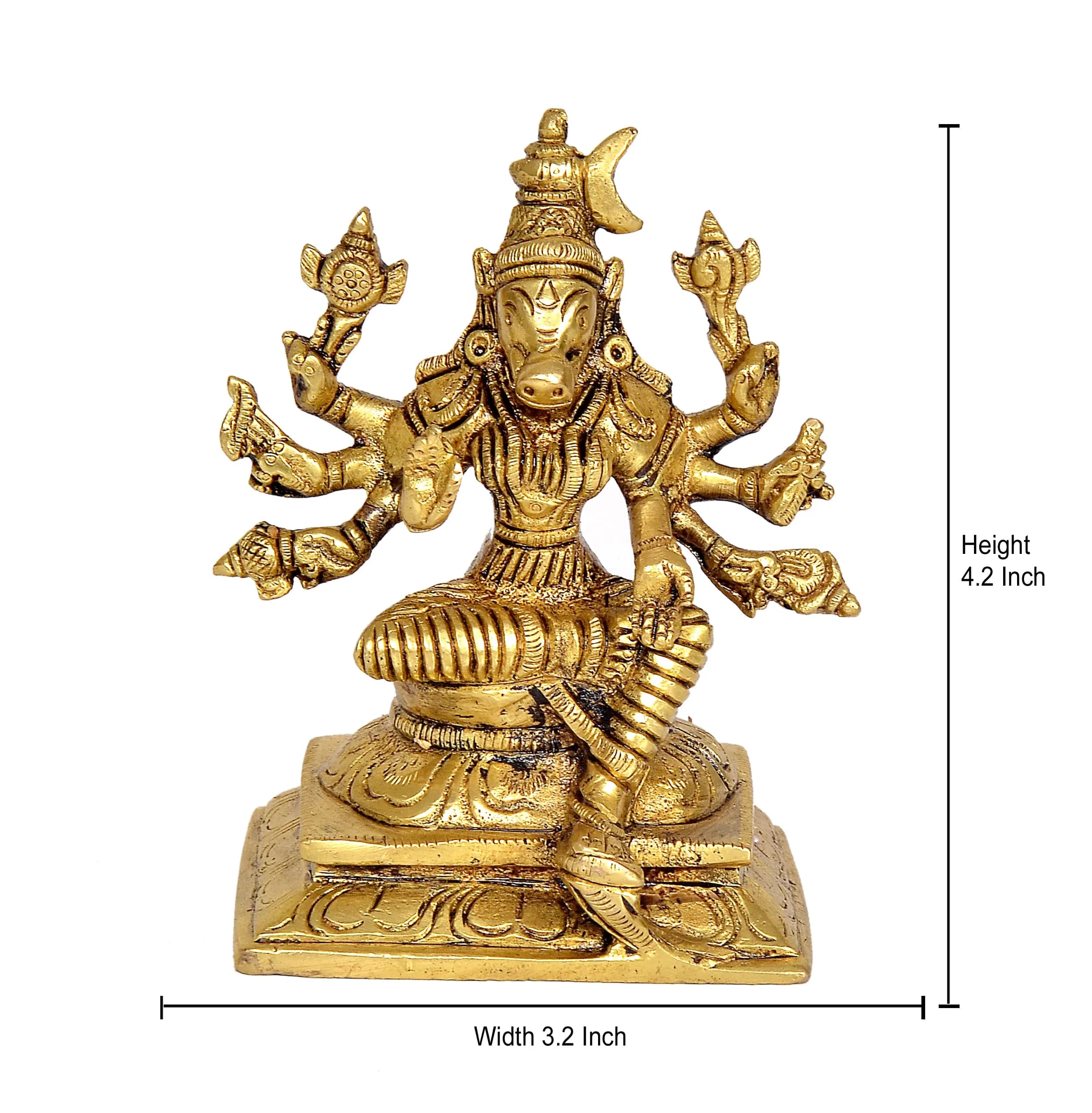 Dattatreya Brass Goddess Varahi Idol Figurine 10.7cm (4.2 Inches) | Traditional Eight Armed Sculpture for Home Temple - view 5