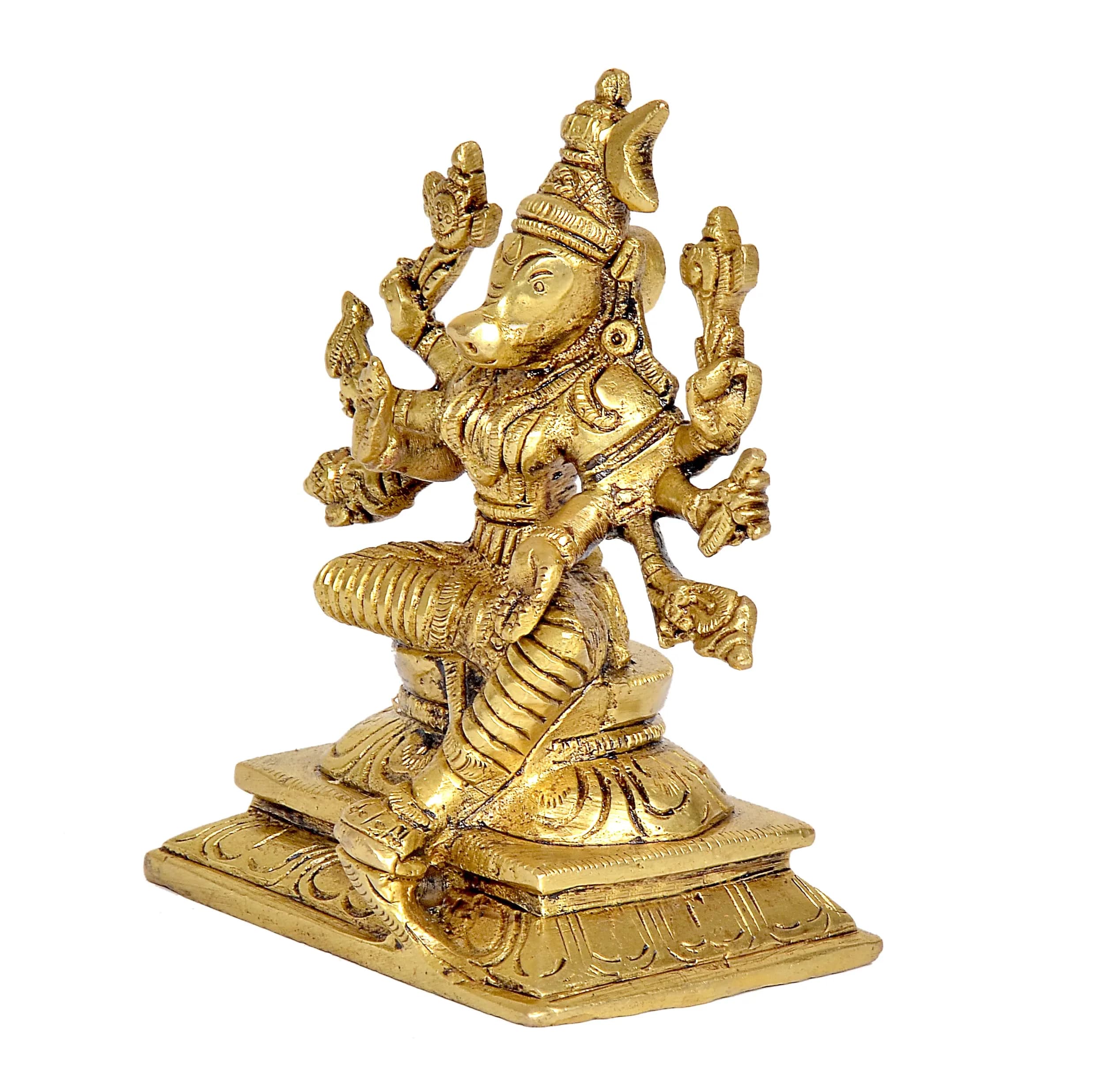 Dattatreya Brass Goddess Varahi Idol Figurine 10.7cm (4.2 Inches) | Traditional Eight Armed Sculpture for Home Temple - view 2