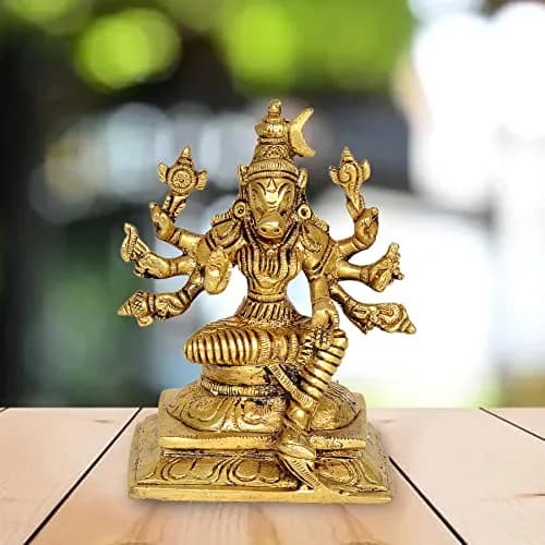Dattatreya Brass Goddess Varahi Idol Figurine 10.7cm (4.2 Inches) | Traditional Eight Armed Sculpture for Home Temple thumbnail 3
