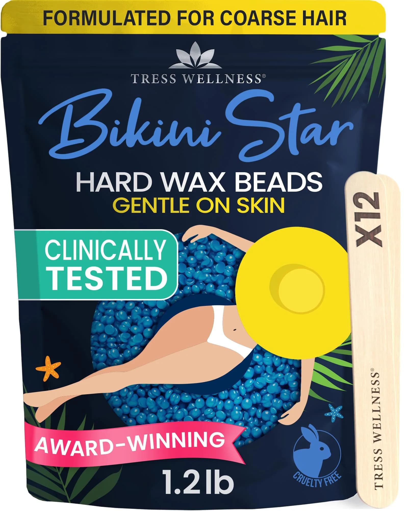 Tress Wellness Bikini Star Hard Wax Beads 544g (19.2 Oz) | Award Winning for Coarse Hair Removal — Seakissed