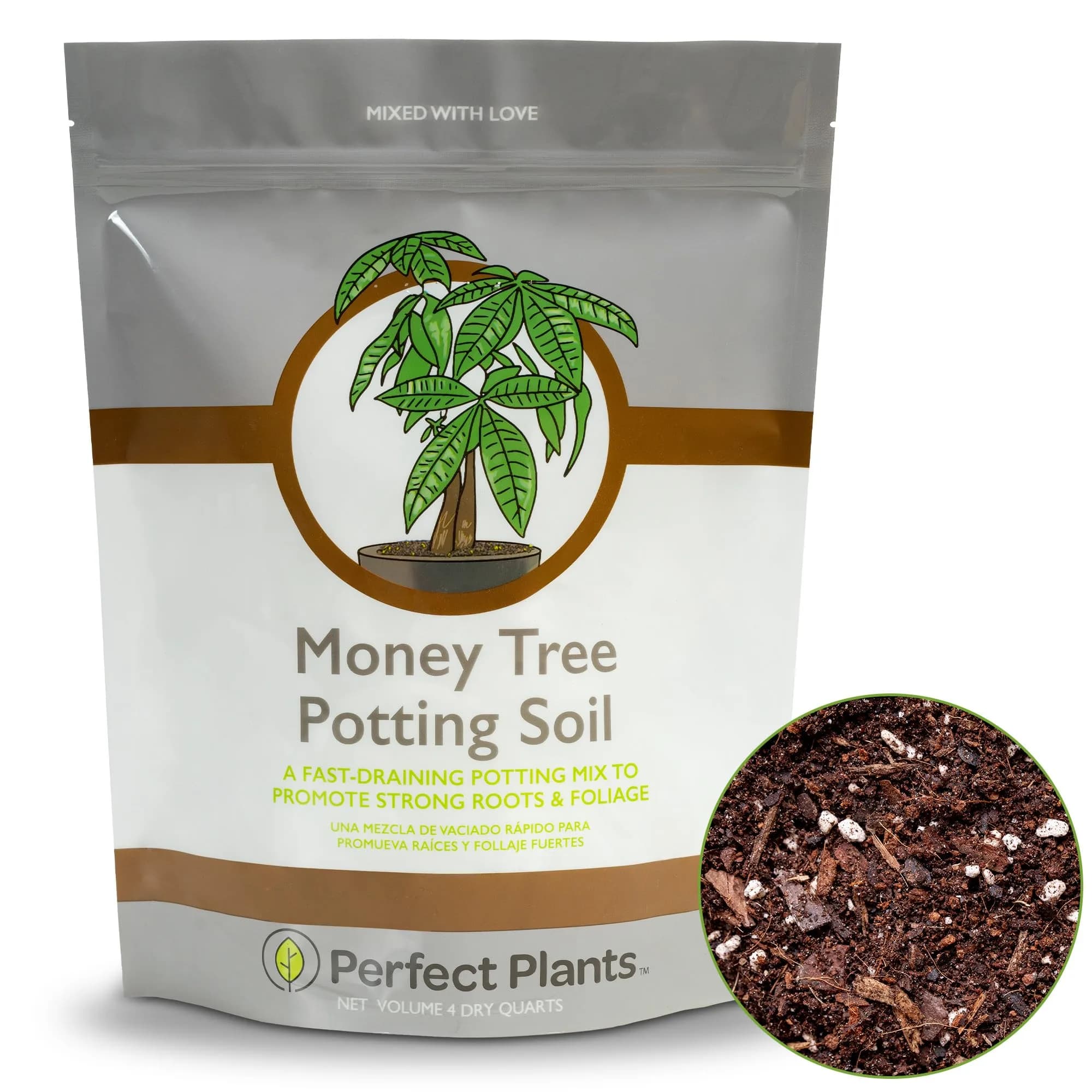Perfect Plants Money Tree Potting Soil, 4 qt | Supports Healthy Roots & Lush Leaves