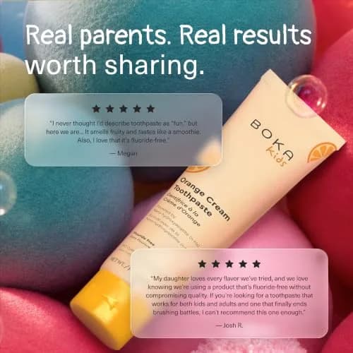 Boka Kids Toothpaste Orange Cream Nano Hydroxyapatite Fluoride-Free 113g (4 Oz) | Enamel Care for Kids Ages 1+ thumbnail 8
