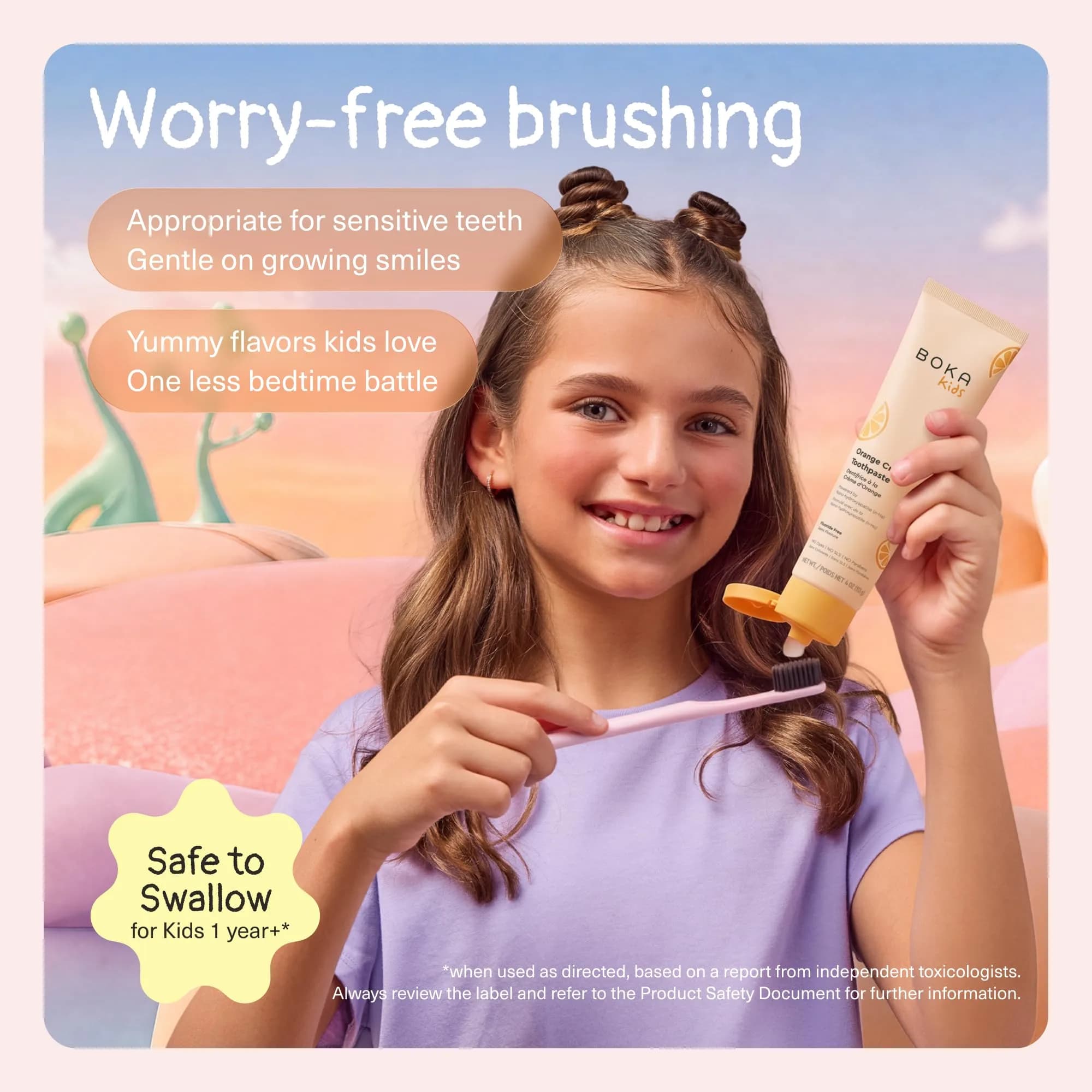 Boka Kids Toothpaste Orange Cream Nano Hydroxyapatite Fluoride-Free 113g (4 Oz) | Enamel Care for Kids Ages 1+ - view 4