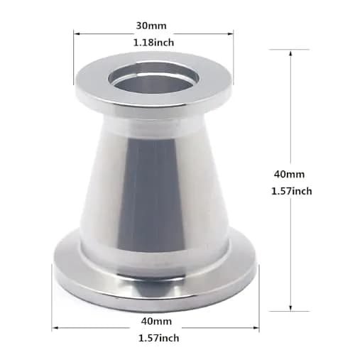 QMINOX SS304 Vacuum Conical Reducer KF adaptor fittings KF-25 to KF-16 | Stainless Steel Vacuum Fitting with KF25 to KF16 Flange thumbnail 2