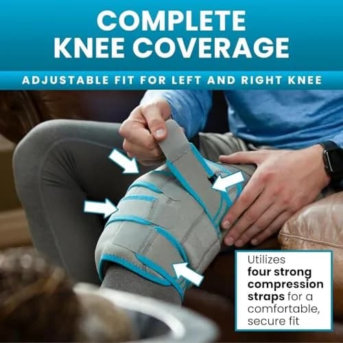 Vive Knee Ice Pack Wrap (2 Pack) - Cold/Hot Gel Compression Brace for Pain Relief thumbnail 4