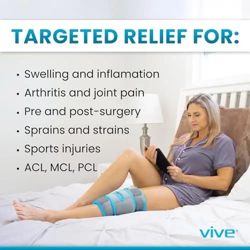 Vive Knee Ice Pack Wrap (2 Pack) - Cold/Hot Gel Compression Brace for Pain Relief thumbnail 3