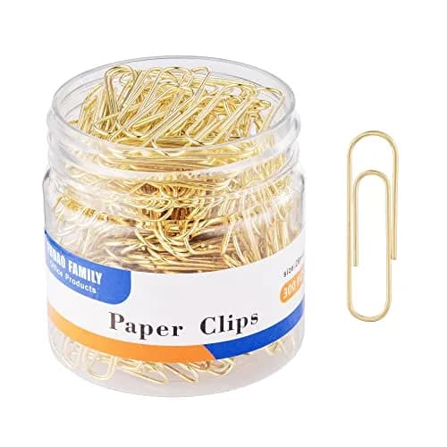 FUDAO FAMILY Gold Paper Clips 300-Count 1.1 Inch (28mm) Small | Reusable Storage & Office Use thumbnail 1