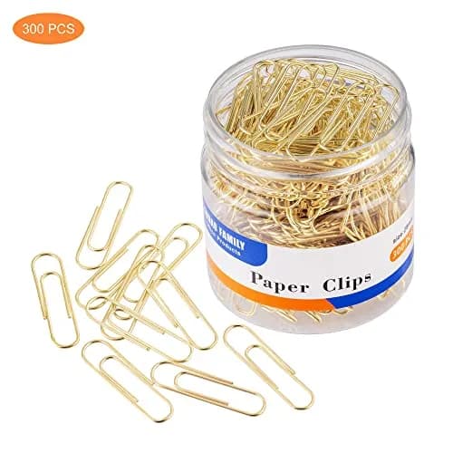 FUDAO FAMILY Gold Paper Clips 300-Count 1.1 Inch (28mm) Small | Reusable Storage & Office Use thumbnail 4