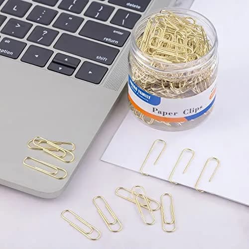FUDAO FAMILY Gold Paper Clips 300-Count 1.1 Inch (28mm) Small | Reusable Storage & Office Use thumbnail 5