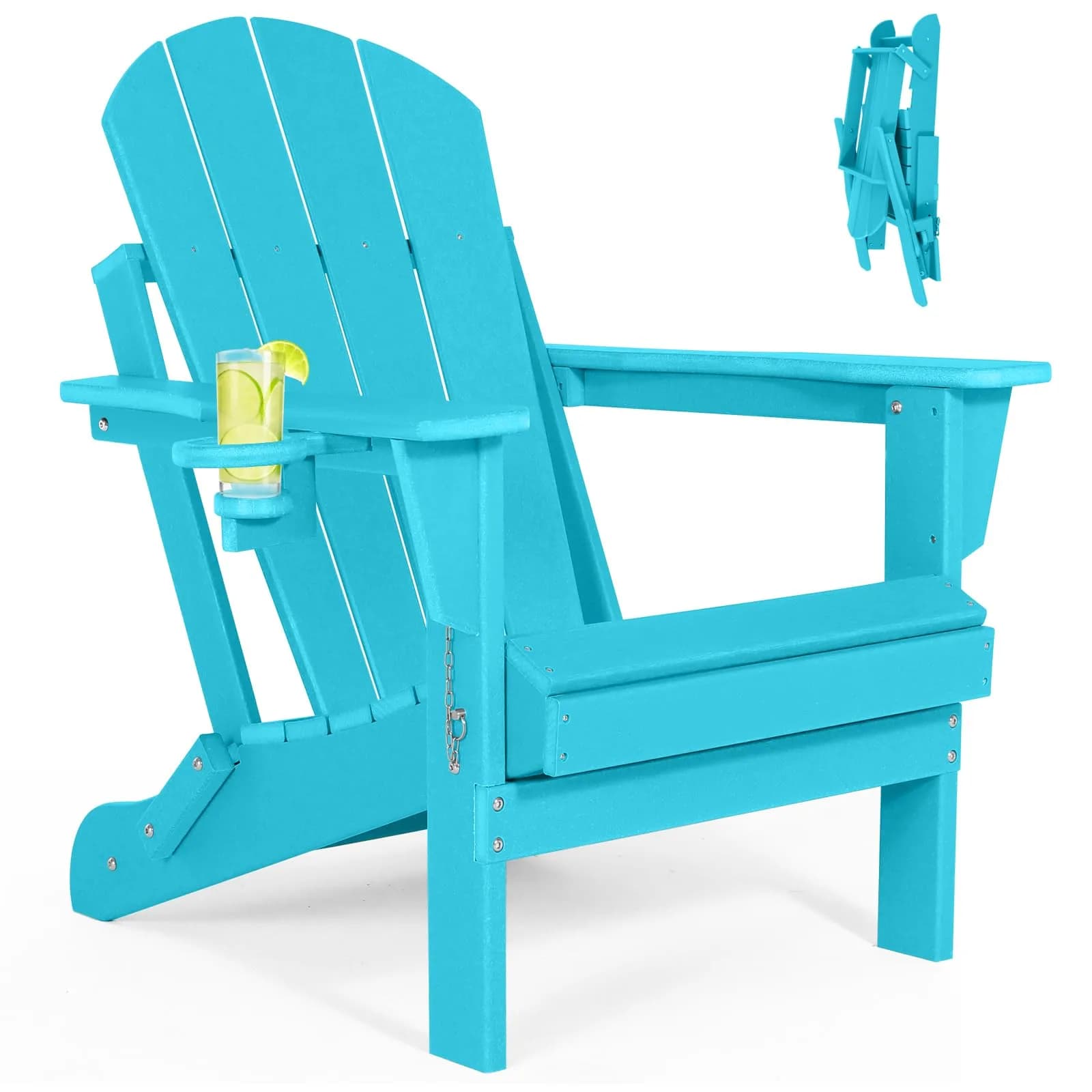 ABCPATIO Adirondack Chair HDPE Cup Holders Heavy Duty Patio Turquoise | Weather-Resistant & Eco-Safe (70-120 chars)