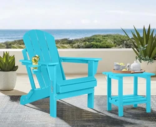 ABCPATIO Adirondack Chair HDPE Cup Holders Heavy Duty Patio Turquoise | Weather-Resistant & Eco-Safe (70-120 chars) thumbnail 7