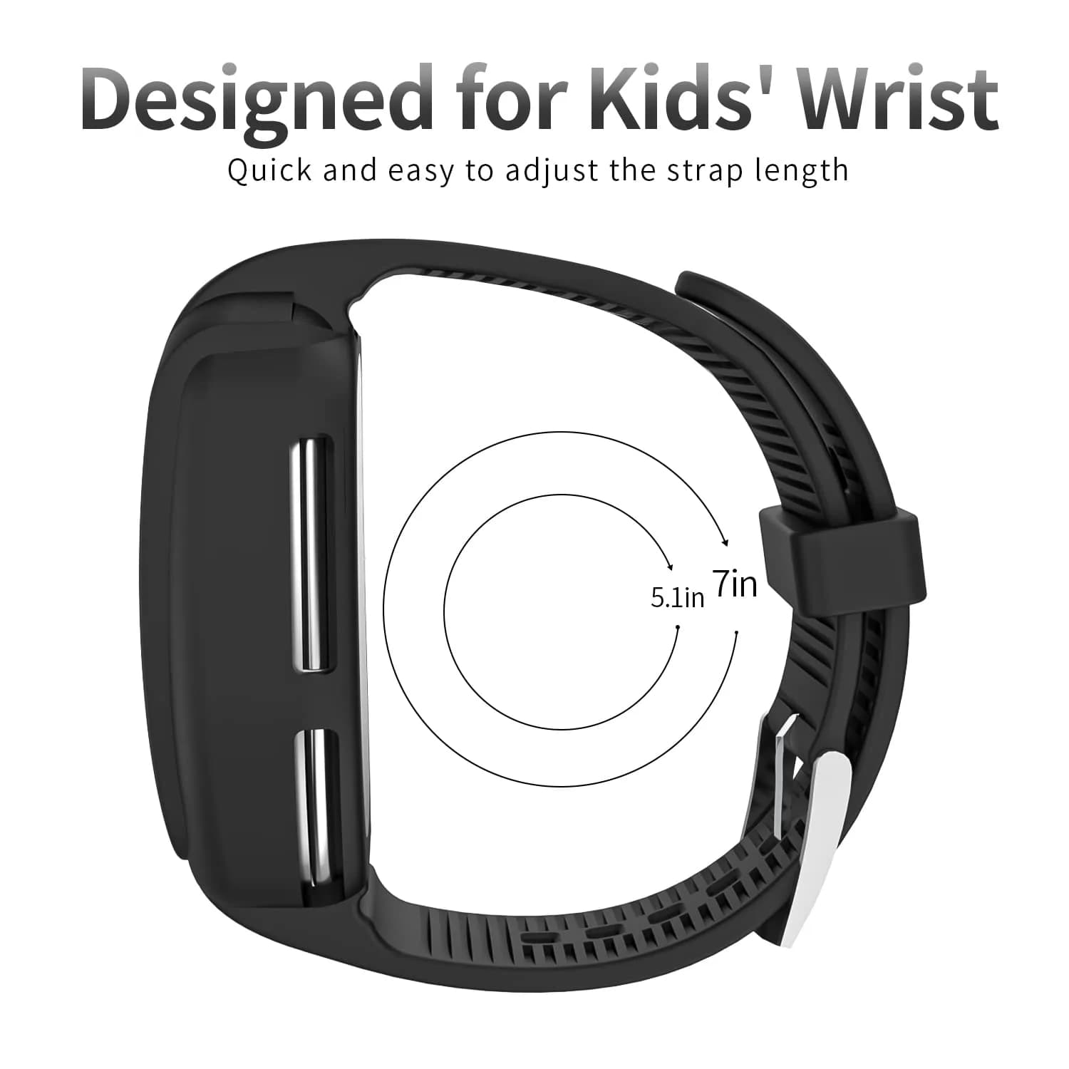 Polyjoy Sport Band Compatible with Little Tikes Tobi 1 2 Robot Smartwatch, Black, 5cm (7 inch) | Breathable Silicone Replacement Strap with Bumper Case - view 2