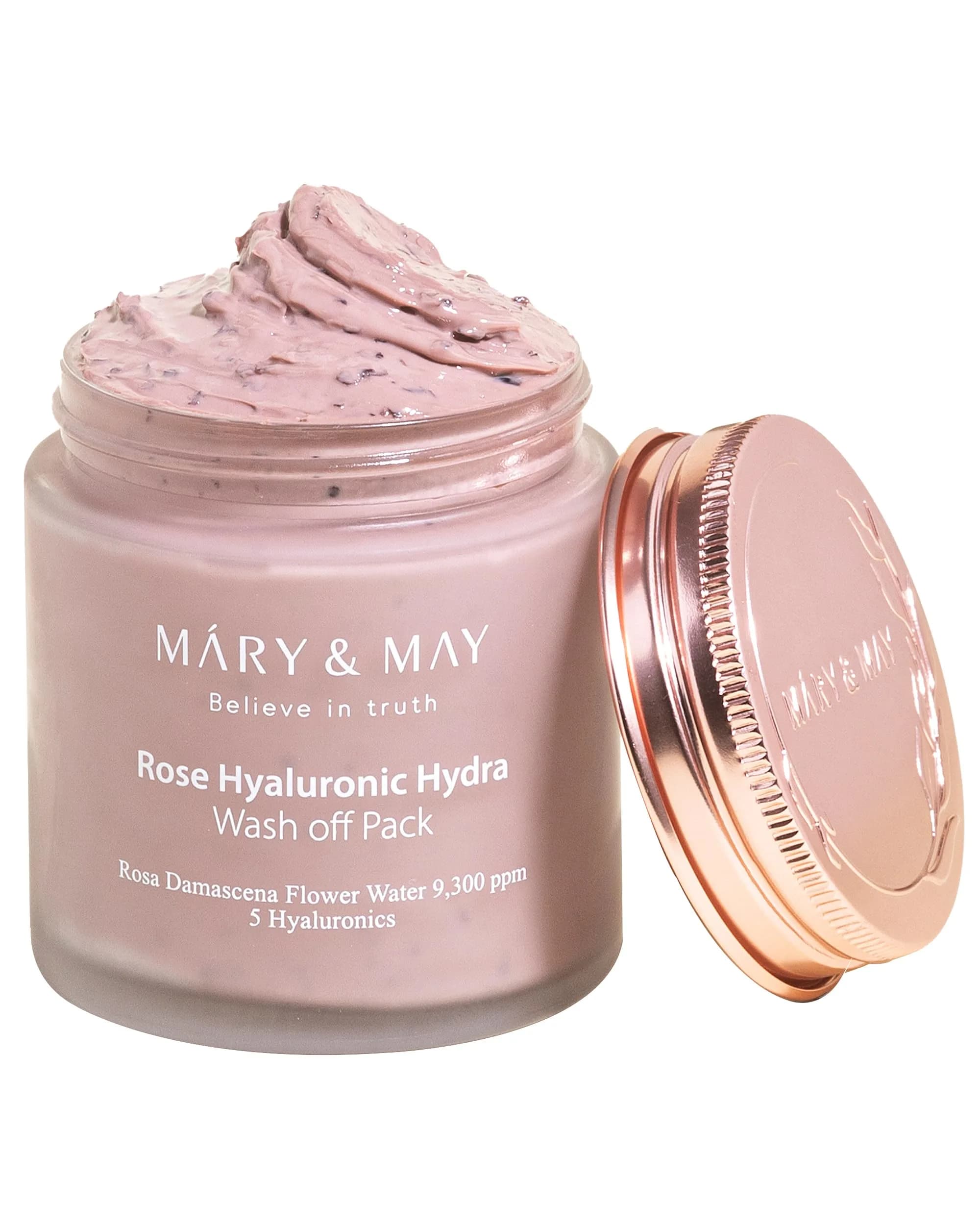 Mary&May Vegan Rose Hyaluronic Wash-Off Clay Mask 4.23 oz Hydrating & Pore Care for Normal, Oily Skin