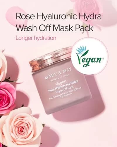 Mary&May Vegan Rose Hyaluronic Wash-Off Clay Mask 4.23 oz Hydrating & Pore Care for Normal, Oily Skin thumbnail 2