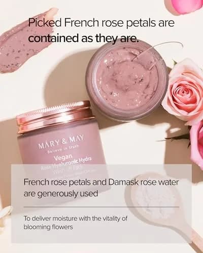 Mary&May Vegan Rose Hyaluronic Wash-Off Clay Mask 4.23 oz Hydrating & Pore Care for Normal, Oily Skin thumbnail 3