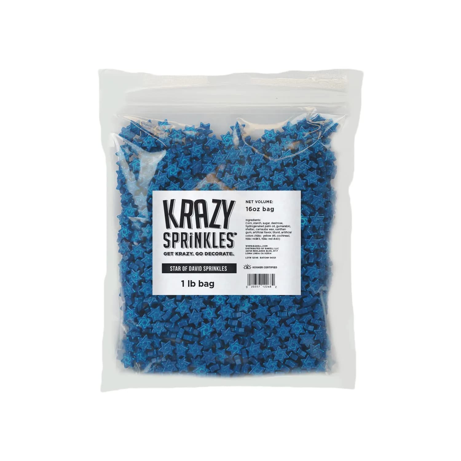 Bakell Krazy Sprinkles Edible Shapes 1LB | Food-Grade, Kosher Certified Cake Decorations — Star of David