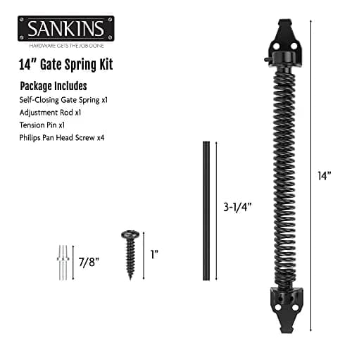 SANKINS 14" Gate Spring Self Closing, Adjustable Spring Gate Closer, 1pcs | Heavy Duty Outdoor Hardware thumbnail 2