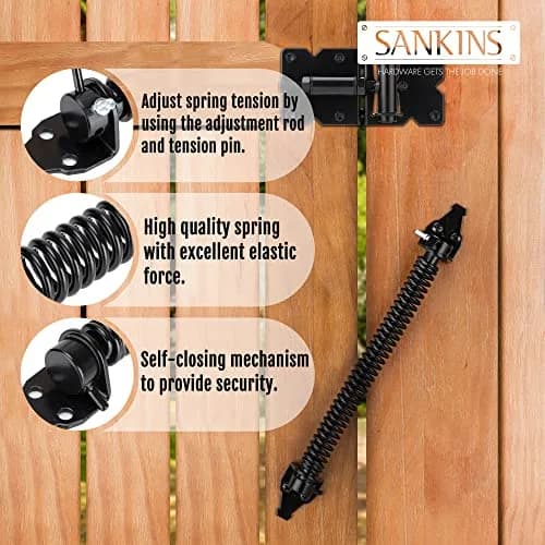 SANKINS 14" Gate Spring Self Closing, Adjustable Spring Gate Closer, 1pcs | Heavy Duty Outdoor Hardware thumbnail 3