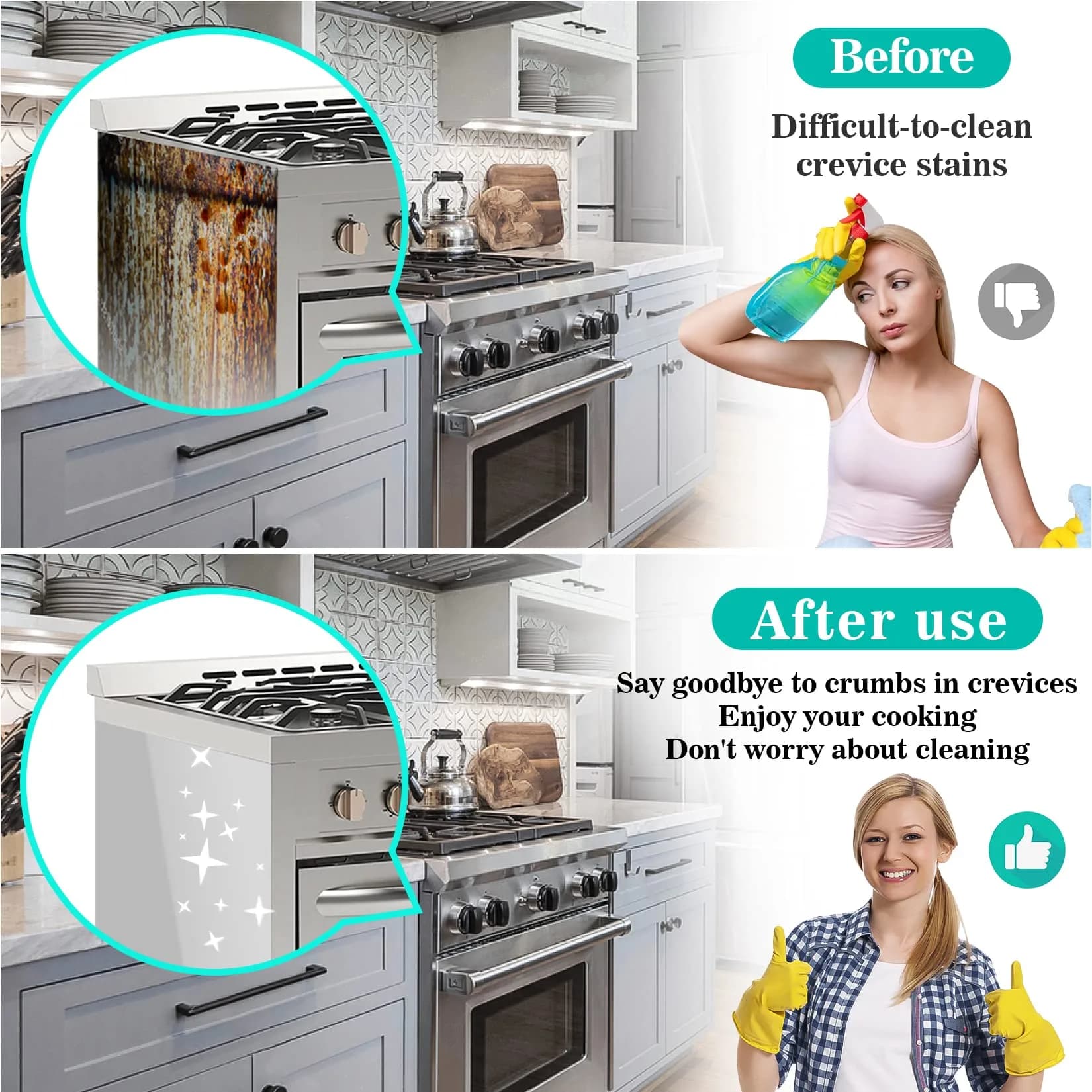 CARGEN 21 Inch Silicone Stove Counter Gap Cover Filler 2-Pack Black | Seals Gaps, Dishwasher Safe, Heat Resistant - view 8