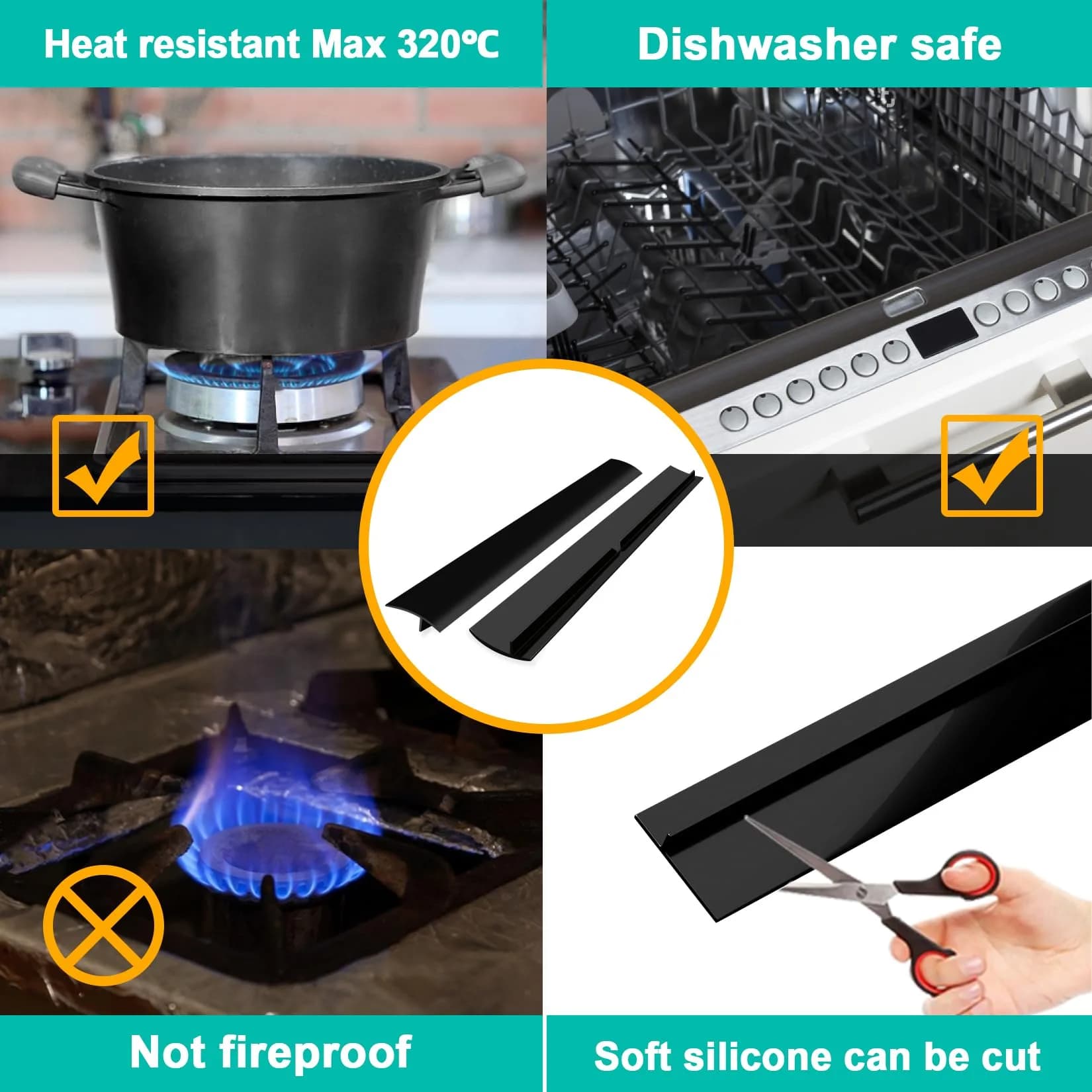 CARGEN 25 Inch Silicone Stove Counter Gap Cover Filler - Gray | Seals Gaps, Dishwasher Safe, Heat Resistant - view 4