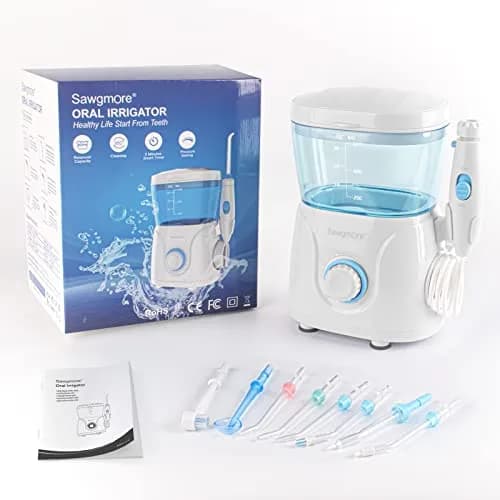 Sawgmore Water Dental Flosser 600ml Electric Oral Irrigator with 10 Pressure Modes & 8 Nozzles | 1250-1700 Pulses/Min thumbnail 8
