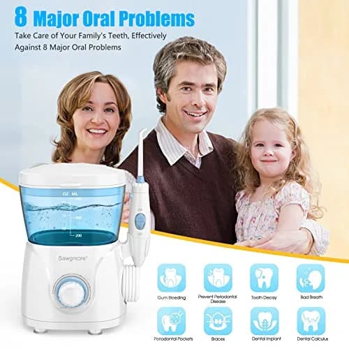 Sawgmore Water Dental Flosser 600ml Electric Oral Irrigator with 10 Pressure Modes & 8 Nozzles | 1250-1700 Pulses/Min thumbnail 2