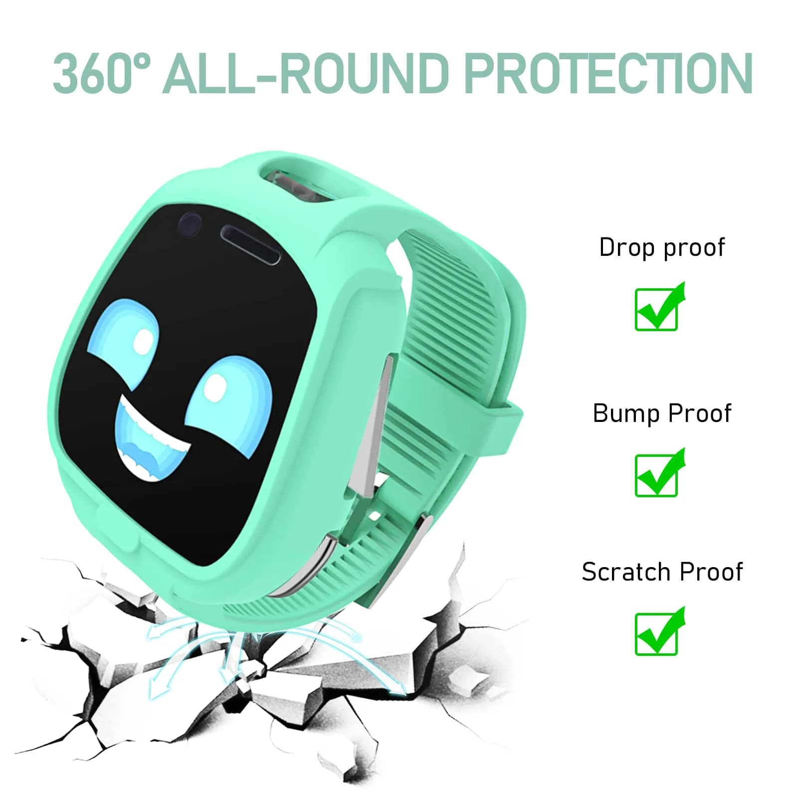 Polyjoy Green Silicone Sport Band with Case for Little Tikes Tobi 1 2 Robot Smartwatch | 22mm Width - view 2
