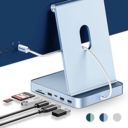 Minisopuru DS802 iMac Docking Station for 24 inch iMac M1/M3/M4/M5, Blue | Support M.2 SSD & 10Gbps Data Transfer thumbnail 1