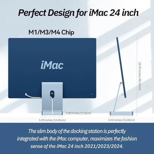 Minisopuru DS802 iMac Docking Station for 24 inch iMac M1/M3/M4/M5, Blue | Support M.2 SSD & 10Gbps Data Transfer thumbnail 4