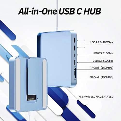 Minisopuru DS802 iMac Docking Station for 24 inch iMac M1/M3/M4/M5, Blue | Support M.2 SSD & 10Gbps Data Transfer thumbnail 2