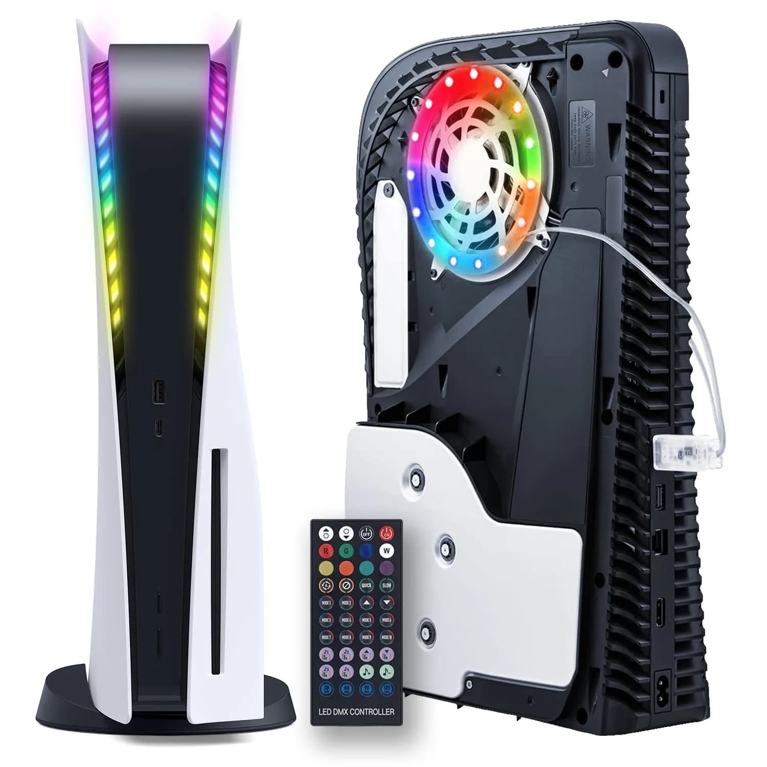 JUSPRO PS5 LED Light Strip Kit for Slim Console, Digital & Disc Editions | RGB Ring Lights with App & Remote Control — LED Light